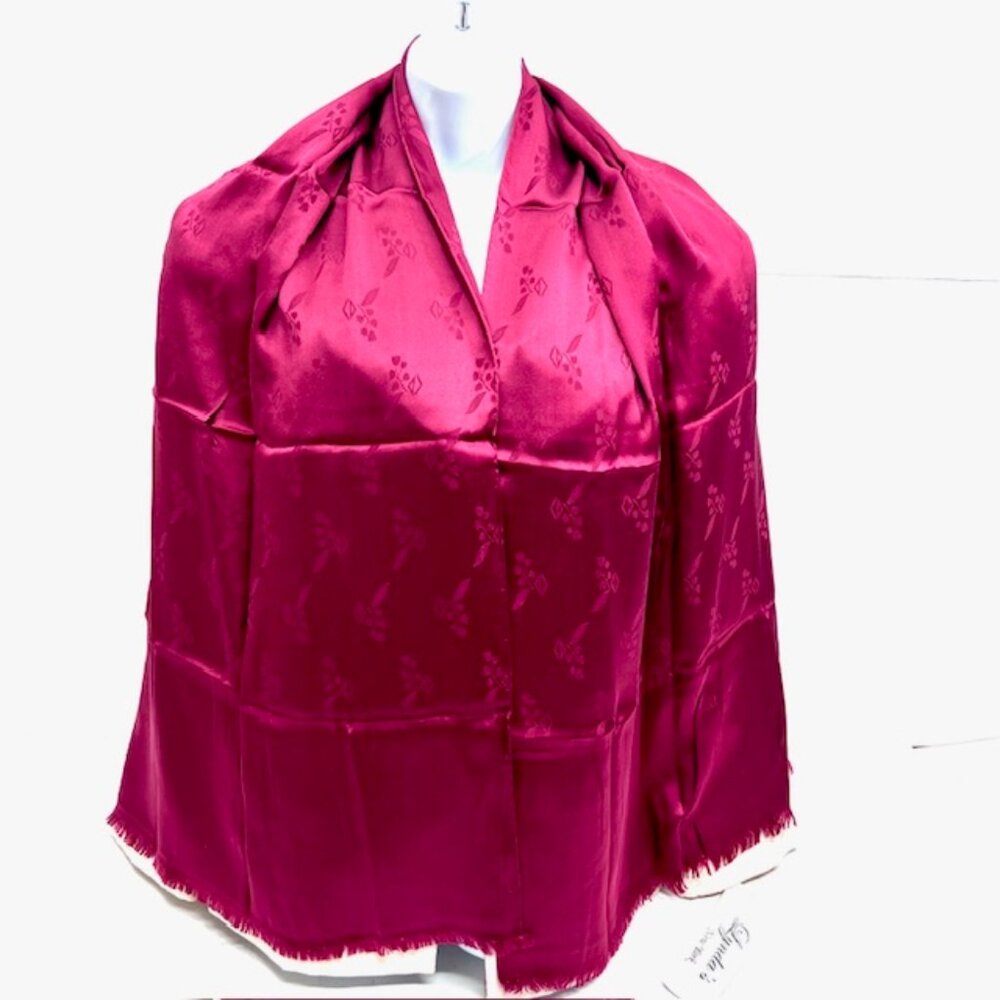 VG TChristian Dior Soft 100% Silk Scarf Rayon/Satin 66"X 20" Bugendy Fringe( 23 - Picture 2 of 9